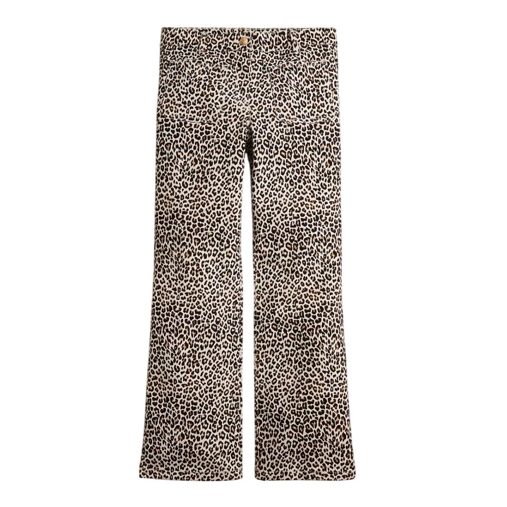 J Crew Highrise Kickout Jean w Sailor Pockets Leopard Print sz 27 TALL NWOT